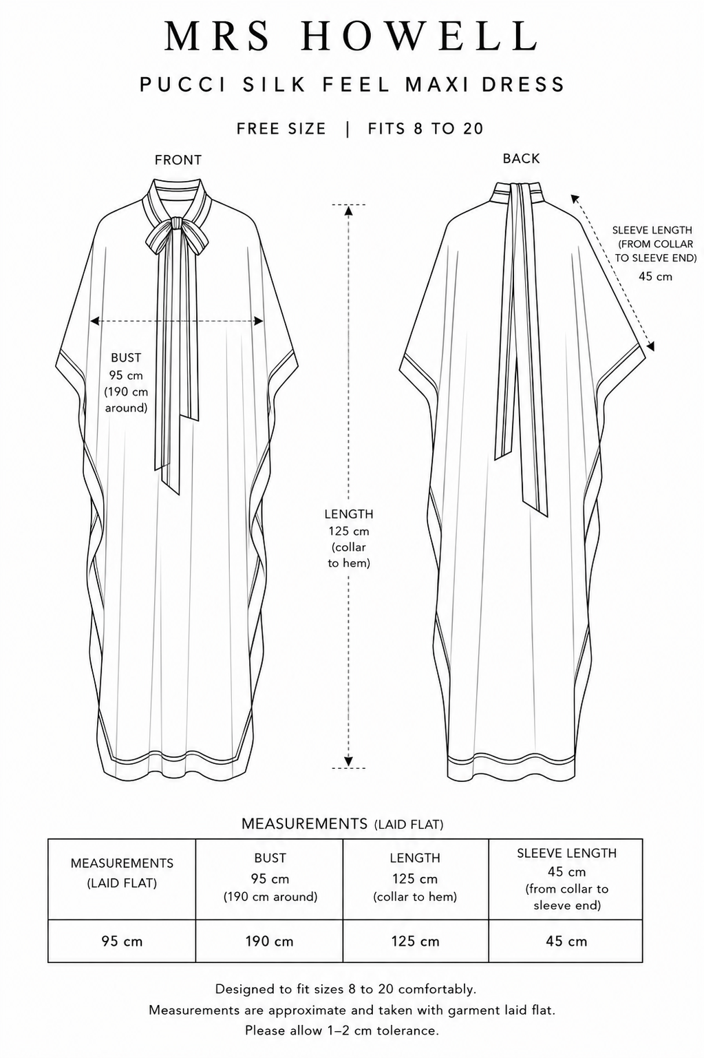 Mrs Howell Pucci Silk Feel Maxi Dress Size Guide