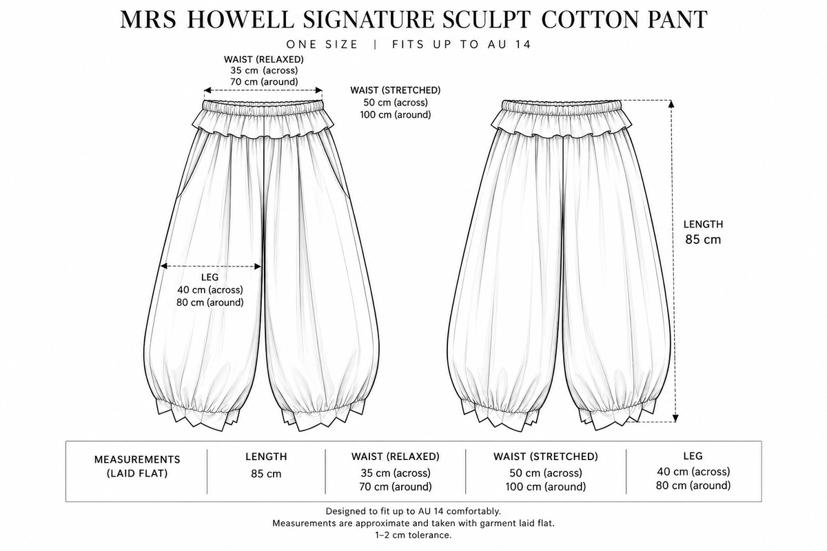 Mrs Howell Signature Sculpt Cotton Pant Size Guide
